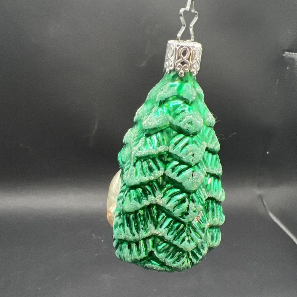 Inge-Glas / Old World Christmas Bunny Rabbit in Pine Tree Glass Ornament Germany